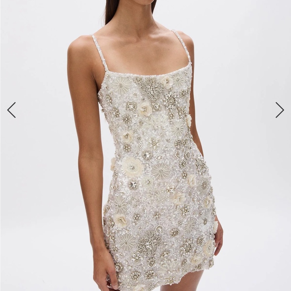 Elegant White Floral Embellished Dress